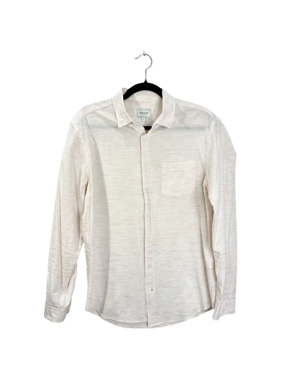 Frank and Oak marled cotton button down shirt pink white M - Picture 2 of 12